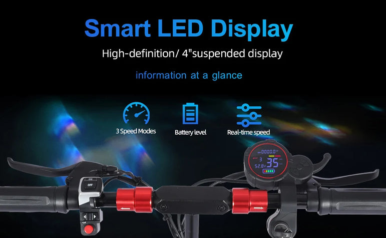 1200W Foldable Adult Electric Scooter with Seat, 11'' Off-road Tires, 48V 21Ah Battery, Dual Suspension Commuting E-scooter
