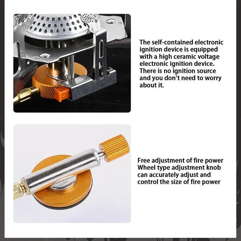 Camping Windproof Stove Powerful Folding Outdoor Burner Stove Foldable Lightweight Picnic Stove For Hiking Cooking Backpacking