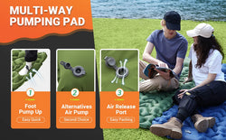 KingCamp Self Inflating Sleeping Pad, Ultralight Inflatable Sleeping Mat With Pillow Built-in Foot Pump For Hiking, Traveling