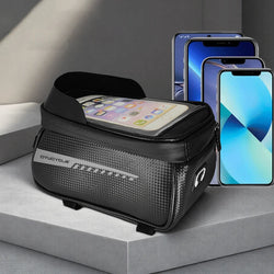 Bike Front Frame Bag Bike Storage Bag Waterproof Bike Phone Holder Bag Touch-Screen Bicycle Top Tube Bag for Phones Under 7 Inch
