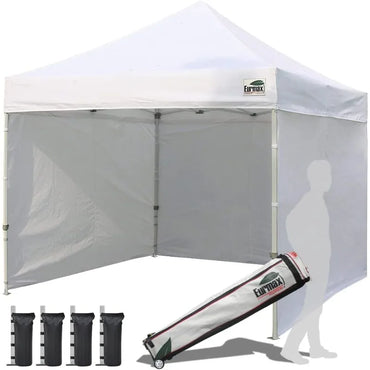 Eurmax USA 10'x10' Pop-up Canopy Tent Commercial Instant Canopies with 4 Removable Zipper End Side Walls and Roller Bag