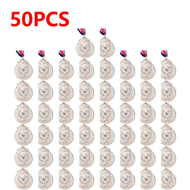 10-50pcs 2" Gold Silver Bronze Award Medal Zinc Alloy Round Winner Medals w/ Neck Ribbon 1st 2nd 3rd Prizes Winner Prize Present