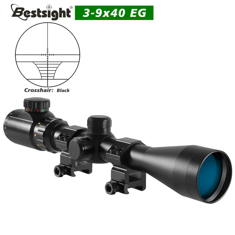Riflescope 3-9x40 Rifle Sniper Scope Red or Green Illuminated Optical with Mounts Mil Dot Fit Free Crosshair