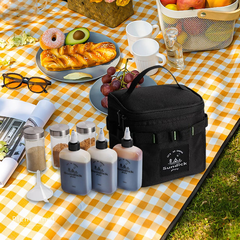 SUNDICK Outdoor Camp Spice Bottle Portable with Storage Bag Kitchen Seasoning Boxes Multifunctional Lightweight Camping Supplies