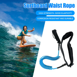 SUP Surfboard Waist Leash Belt Maximum Tensile Length Up To 10 Feet Coiled Surfing Leash for Surfing Beginner Practicing Supply