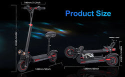 1200W Foldable Adult Electric Scooter with Seat, 11'' Off-road Tires, 48V 21Ah Battery, Dual Suspension Commuting E-scooter