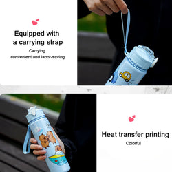 700ml Capybara Cute Water Cup with Straw & Handle Sports Water Bottle Portable Drinking Bottle for Boys Girls Daily Use