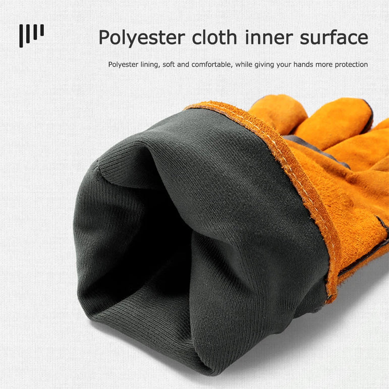 Oven Gloves Heat Resistant Cooking BBQ Grill Glove Non-Slip Insulated Cowhide Leather for Microwave Kitchen Accessories