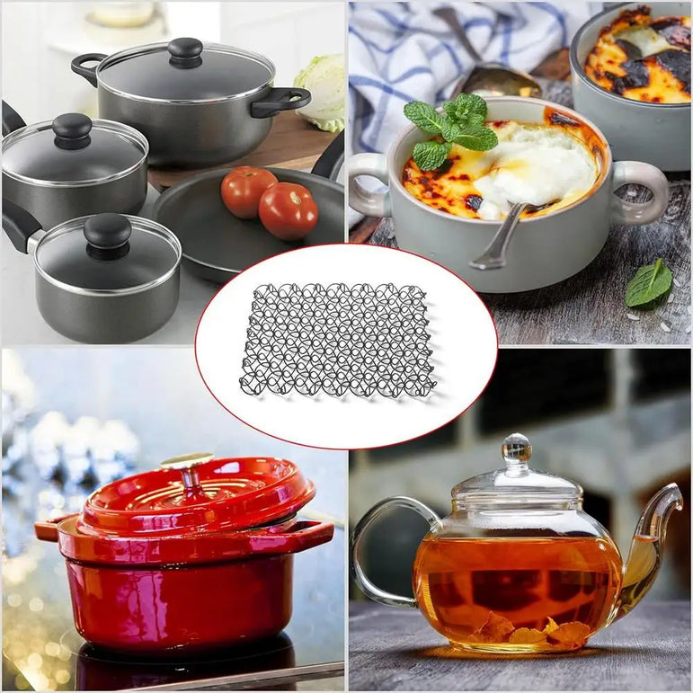 Tableware Insulated Mat Spring Anti Scald Pad Spiral Wire Trivet Heat Insulation Pad Stainless Steel Tableware Mat For Camping