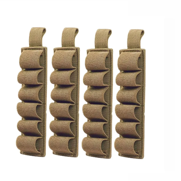 4pcs Tactical Hunting Hook Loop 6 Rounds Shell Holder Shotshell Insert Card Strip With Adhesive Back For 12 Gauge