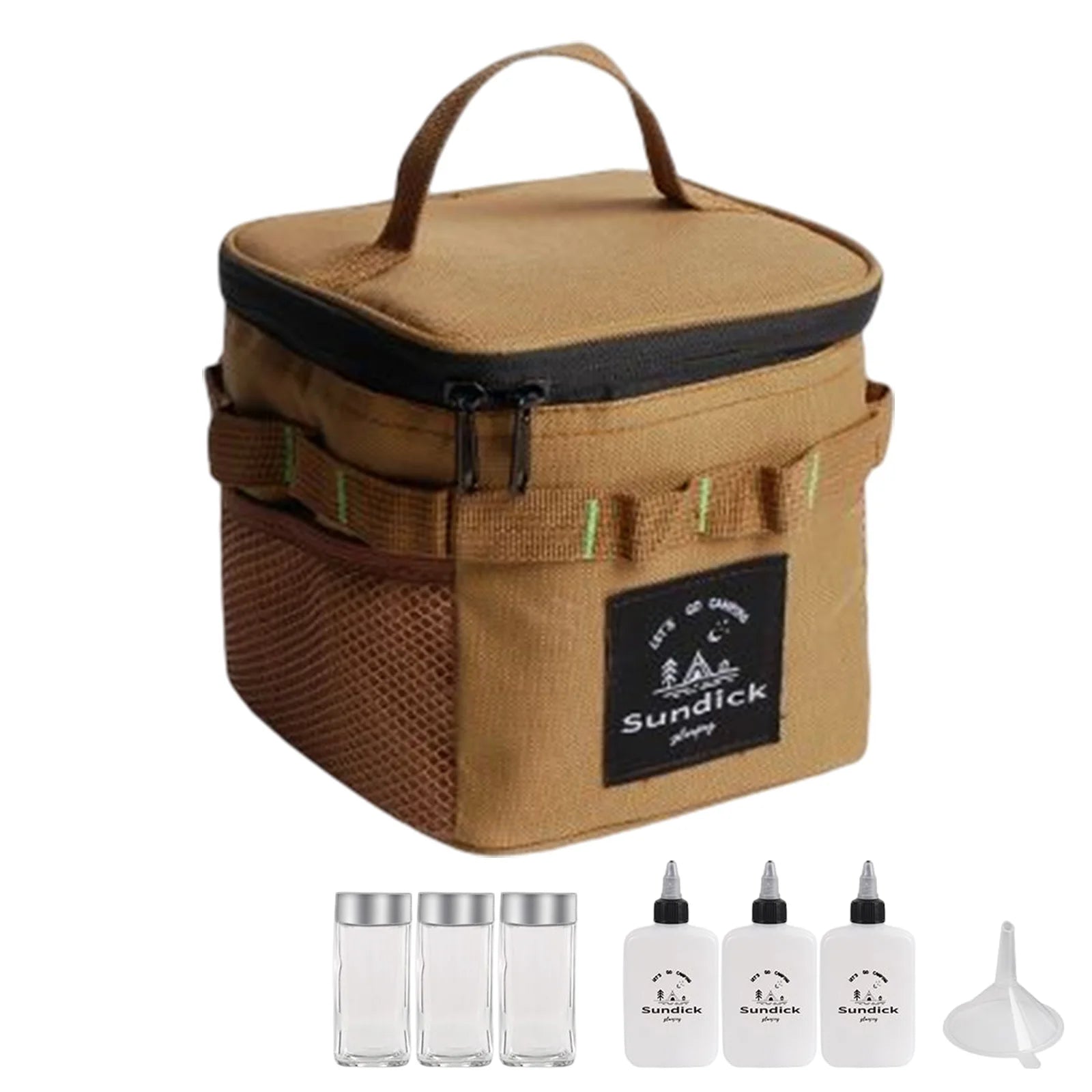 SUNDICK Outdoor Camp Spice Bottle Portable with Storage Bag Kitchen Seasoning Boxes Multifunctional Lightweight Camping Supplies