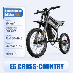 FVKING E6 Electric Bike Adults 3000W Peak Gear Hub Motors Electric Motorcycle 52V40AH Battery Speed 60Kmh Mountain E-bikes GT73