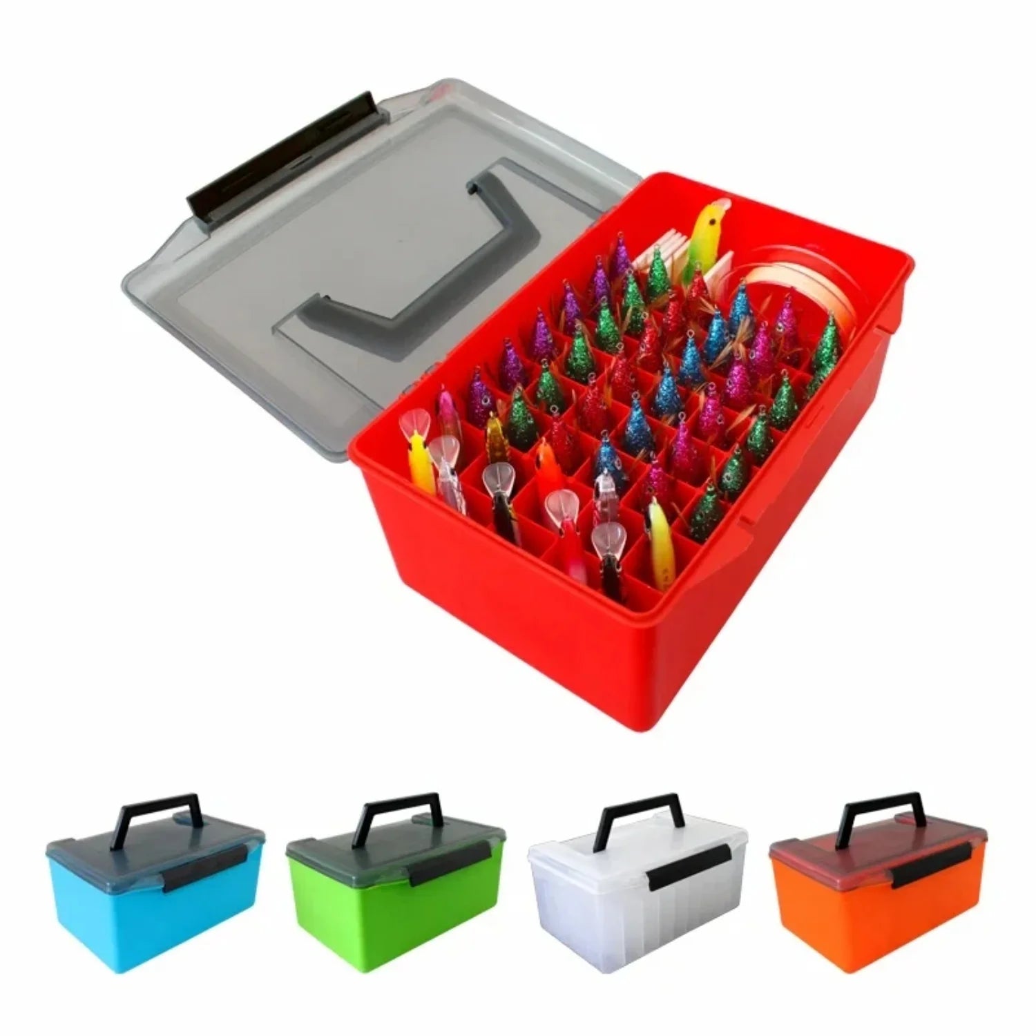 Hard Plastic Fishing Tackle Organizer Box Minnow Squid Jig Bait Container