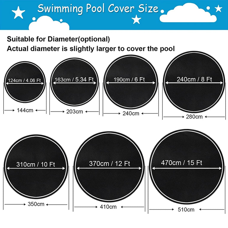 Swimming Pool Cover Summer Waterproof Pool Tub Solar Dustproof Film Outdoor Pool Heat Insulation Drawstring Blanket Cover