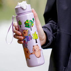 700ml Capybara Cute Water Cup with Straw & Handle Sports Water Bottle Portable Drinking Bottle for Boys Girls Daily Use