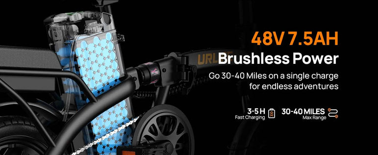 14" Foldable Electric bicycle for Adult, Peak 500W Motor with 48V 7.5Ah Removable Battery 40 Miles Range 3 Hours Charge Time