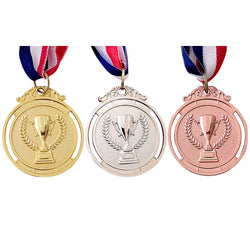10-50pcs 2" Gold Silver Bronze Award Medal Zinc Alloy Round Winner Medals w/ Neck Ribbon 1st 2nd 3rd Prizes Winner Prize Present