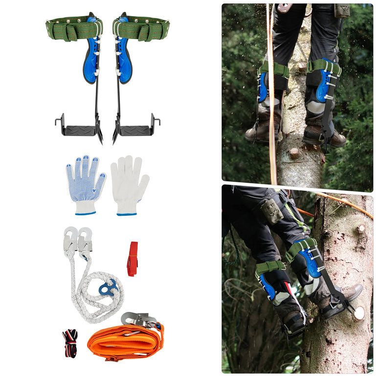 1 Pair Tree Climbing Tools Spike Set Climb Trees Rope Tool with Safety Belt for Outdoor Jungle Survival Climbing Fruit Picking