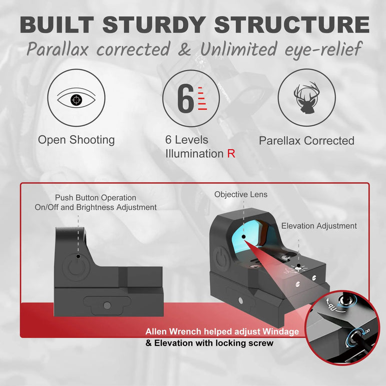 VictOptics V3 1x17x26 Red Dot Sight For Close-in Work&General Shooting Compatible With R.M.R Footprint For Airsoft