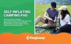KingCamp Self Inflating Sleeping Pad, Ultralight Inflatable Sleeping Mat With Pillow Built-in Foot Pump For Hiking, Traveling