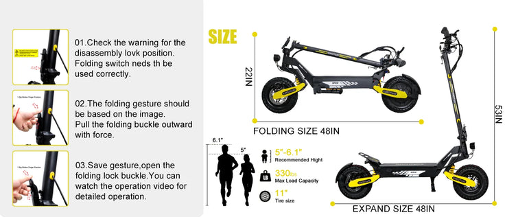 Electric Scooter Adults 1200W Motor 48V13/23AH Lithium Battery E Scooters Dual Spring Absorbers 11'' Off-Road Tires Scooter