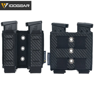IDOGEAR Tactical Mag Pouch 9mm Double Mag Carrier Carbon Fiber MOLLE Pouch Camo 3590