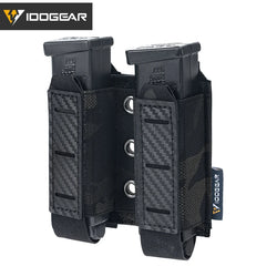 IDOGEAR Tactical Mag Pouch 9mm Double Mag Carrier Carbon Fiber MOLLE Pouch Camo 3590