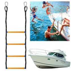 4 Step Boat Rope Ladder Folding Marine Rope Ladder Heavy Duty Climbing Rope Portable Rope Boarding Ladder