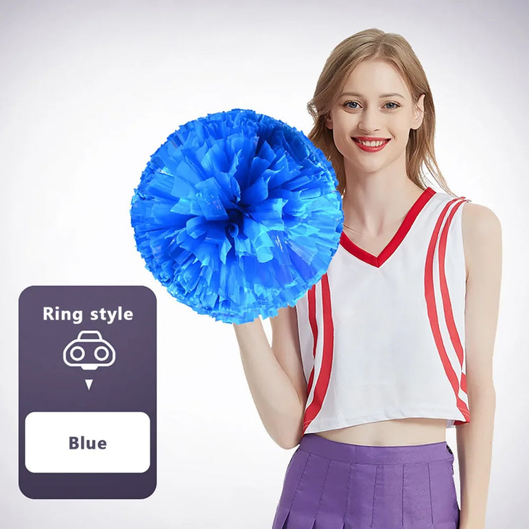 2 PCS Cheerleading Pom Poms Rainbow Metallic Streamer Pompoms Dance Party Football Club Decor Hand Flower Aerobics Cheer Balls