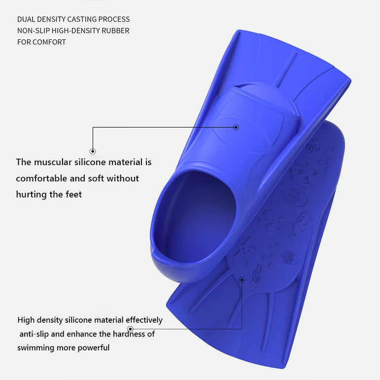 Swimming Fins for Children Adults Unisex Freestyle Silicone Short Fins for Swimming Diving Training Non Slip Diving Accessories