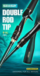 SEASIR Dark Dragon M/ML Two Rod Tips Spinning Baitcasting Fishing Rod Lure Carbon Fiber One-Piece Grip (6-35g/2.1M/2.4M)