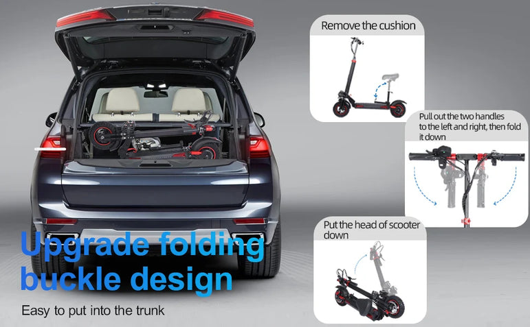 1200W Foldable Adult Electric Scooter with Seat, 11'' Off-road Tires, 48V 21Ah Battery, Dual Suspension Commuting E-scooter