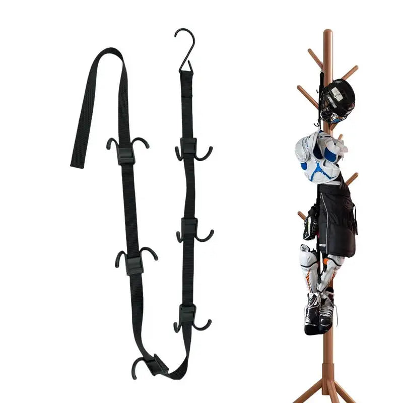 Hockey Portable Gear Rack Strap Organizer Hockey Gear Hanger Hockey Equipment Strap Drying Rack With 12 Hooks Portable Football