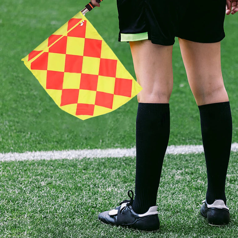 Soccer Referee Kit Referee Flag Red and Yellow Cards with Whistle Notebook and Pencil Sport Training Useful Referee Tool