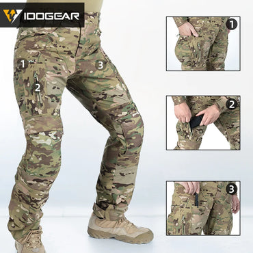 IDOGEAR Combat UFS Pants Tactical Pants w/ Knee Pads Camo Trousers Outdoor Hunting 3209