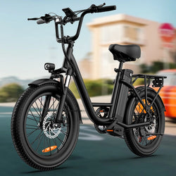 745W 20x3" Fat Tire Electric Bike 48V 13Ah Removable Battery 20MPH 7-Speed Gears Dual Disc Brakes Adult Moped for Off-Road City
