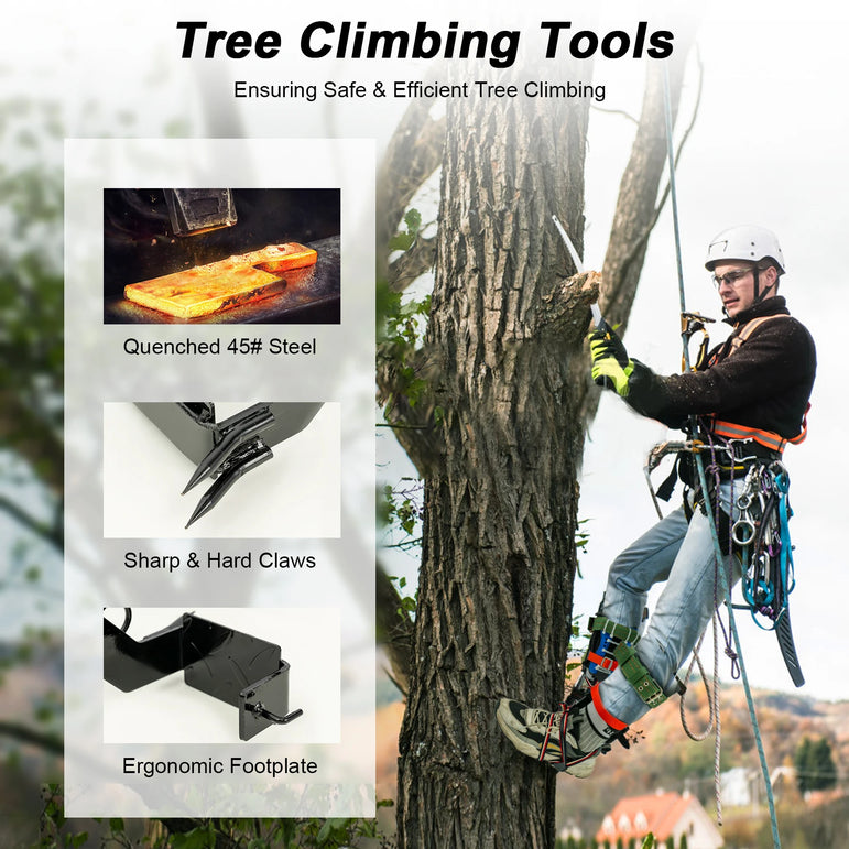 1 Pair Tree Climbing Tools Spike Set Climb Trees Rope Tool with Safety Belt for Outdoor Jungle Survival Climbing Fruit Picking