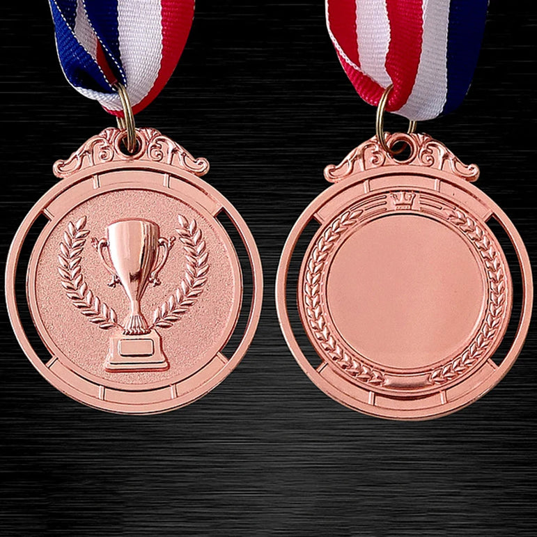 10-50pcs 2" Gold Silver Bronze Award Medal Zinc Alloy Round Winner Medals w/ Neck Ribbon 1st 2nd 3rd Prizes Winner Prize Present