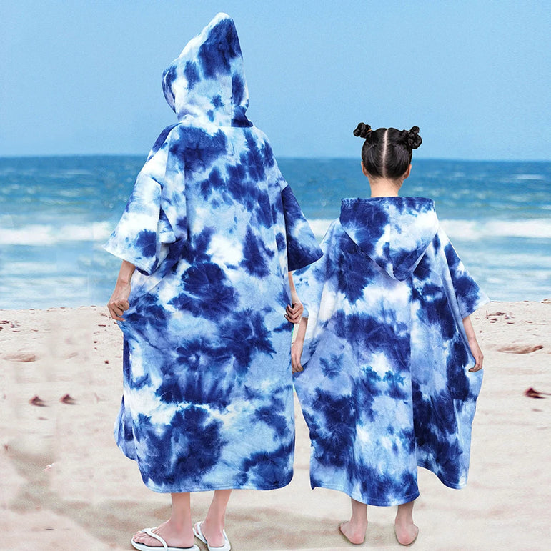 Surf Poncho Towel Microfiber Fabric Microfiber Beach Blanket Quick Dry Beach Poncho with Large Pockets for Surfer Swimmer Diver
