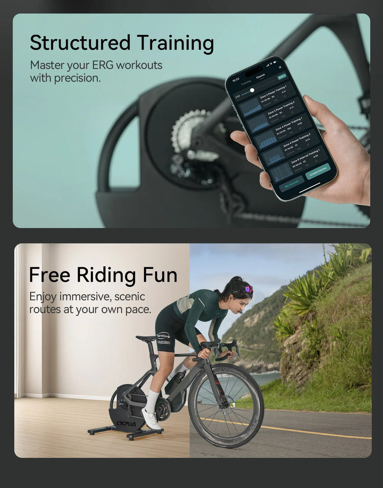 CYCPLUS R200 Smart Bike Trainer 2200W Max Power Support  ANT+ & BLE 5.0 Exercise Bike Roller Indoor Training for Home Exercise