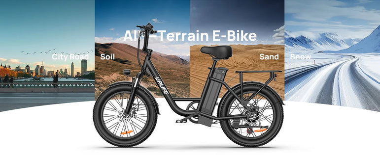 745W 20x3" Fat Tire Electric Bike 48V 13Ah Removable Battery 20MPH 7-Speed Gears Dual Disc Brakes Adult Moped for Off-Road City