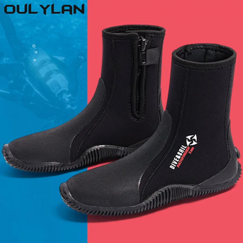 Oulylan Premium Neoprene Diving Boot 5m Water Shoes Wetsuit Booties With Anti-Slip Rubber Sole  Zipper For Surf Scuba 1 Pair