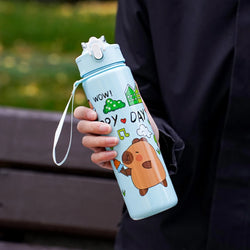 700ml Capybara Cute Water Cup with Straw & Handle Sports Water Bottle Portable Drinking Bottle for Boys Girls Daily Use
