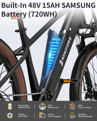 LUCKEEP C26 Aldult EBike 750W Motor 48V15AH Removable Battery City Electric Bikes 26*3.0-inch Off-road Mountain Electric Bicycle
