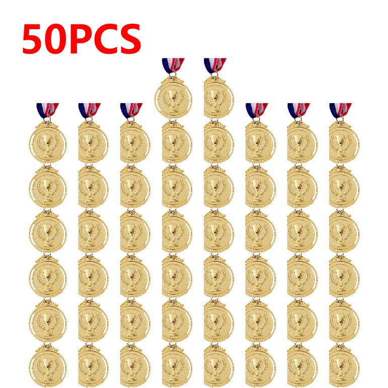 10-50pcs 2" Gold Silver Bronze Award Medal Zinc Alloy Round Winner Medals w/ Neck Ribbon 1st 2nd 3rd Prizes Winner Prize Present