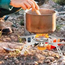 Camping Windproof Stove Powerful Folding Outdoor Burner Stove Foldable Lightweight Picnic Stove For Hiking Cooking Backpacking