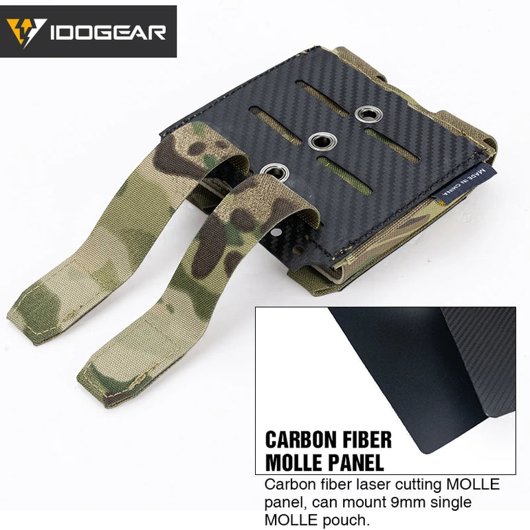 IDOGEAR Tactical Mag Pouch 9mm Double Mag Carrier Carbon Fiber MOLLE Pouch Camo 3590