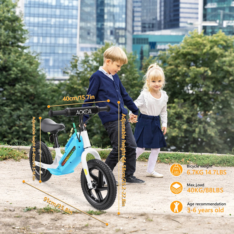 Kids Electric Balance Bike AOKDA K8 180W Children Toy 3 Speed 12Km/h Max Load 40KG Bicycle for Children 2 - 12 Age Children