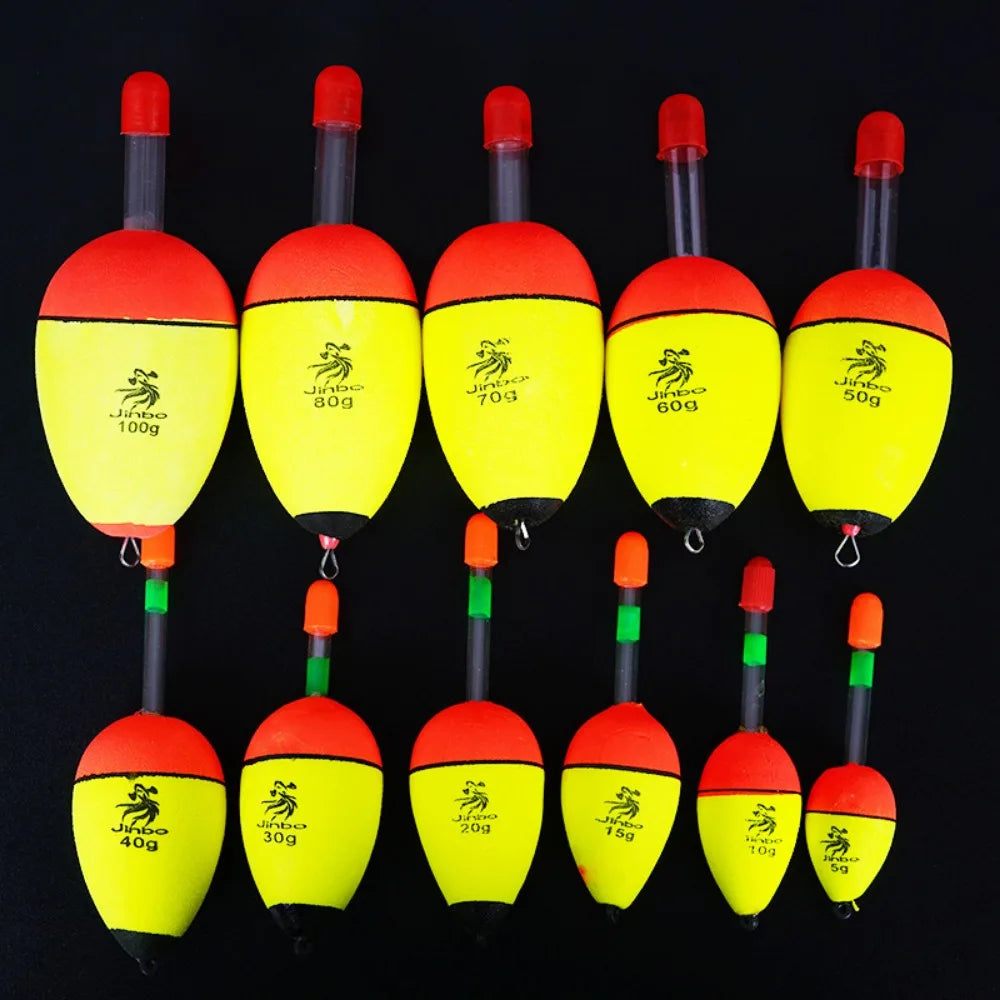 10PCS EVA Luminous Fishing Night Float Light Stick Foam Plastic Bobber Sea Rock Fishing Striking Floats 20/30/40/50/60g