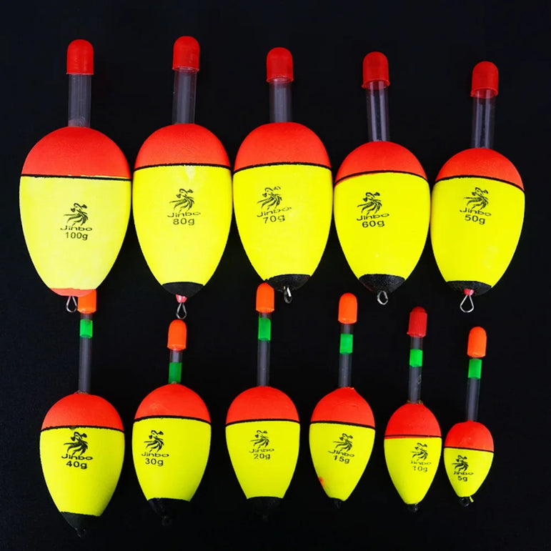 10PCS EVA Luminous Fishing Night Float Light Stick Foam Plastic Bobber Sea Rock Fishing Striking Floats 20/30/40/50/60g